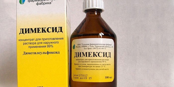 Препарат Димексид в упаковке и бутылке